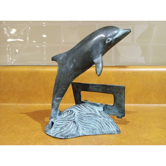Bronze Business Card Holder San Pacific International SPI DOLPHIN SCULPTURE - Picture 2 of 9